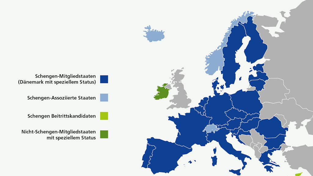 Karte des Schengen-Raums