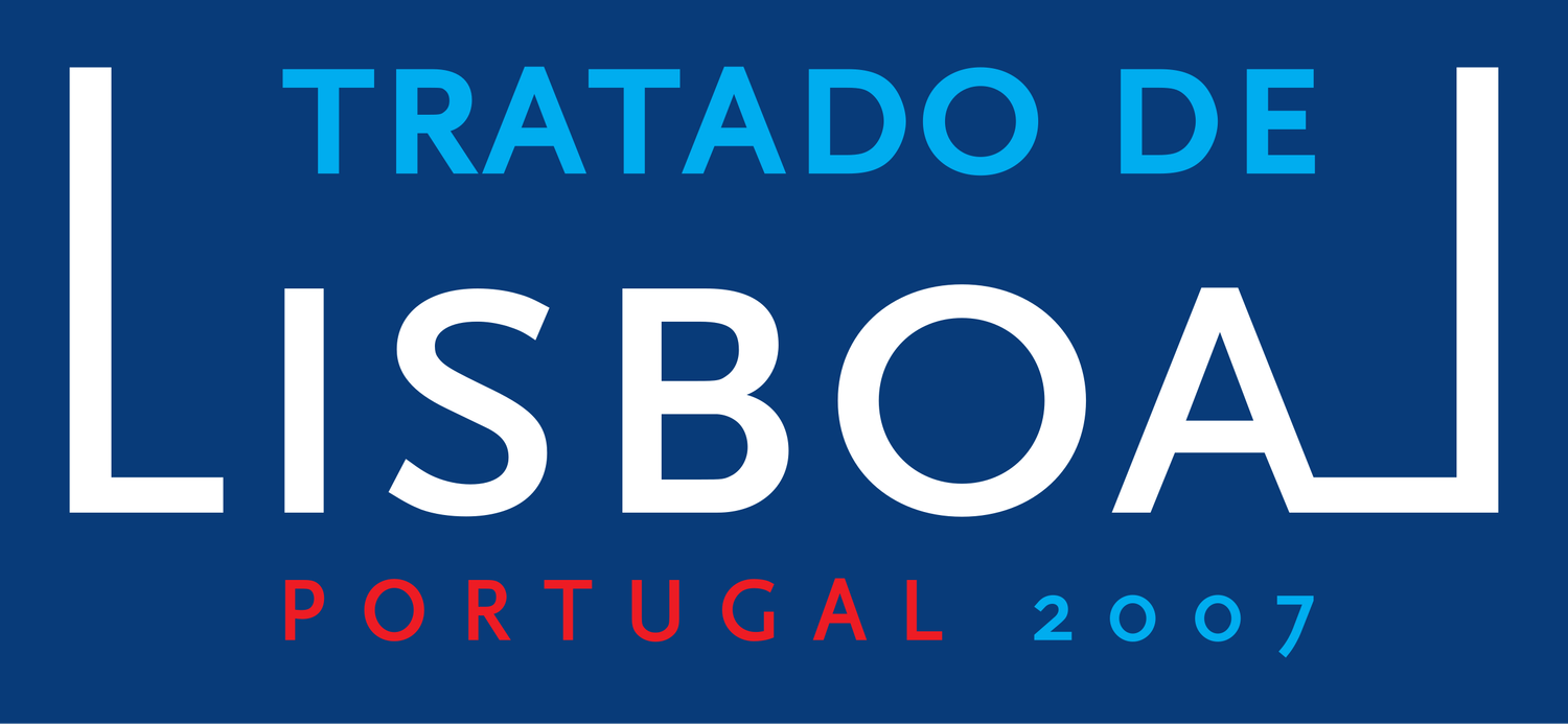 The picture shows the logo of the Lisbon Treaty. This was signed by the EU member states in 2007 and ratified in 2009.